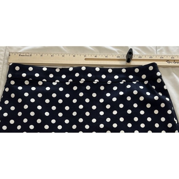 J. Crew Pencil Skirt Size: 0 Navy Blue/White Polka Dot Back Zip Slit - Picture 7 of 8